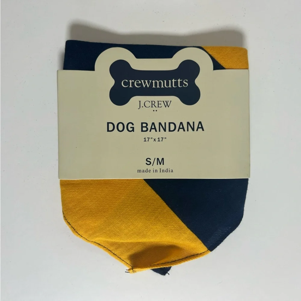 NWT J.Crew Crewmutts Rugby Stripe Yellow and‎ Blue Dog Bandana Small or Medium